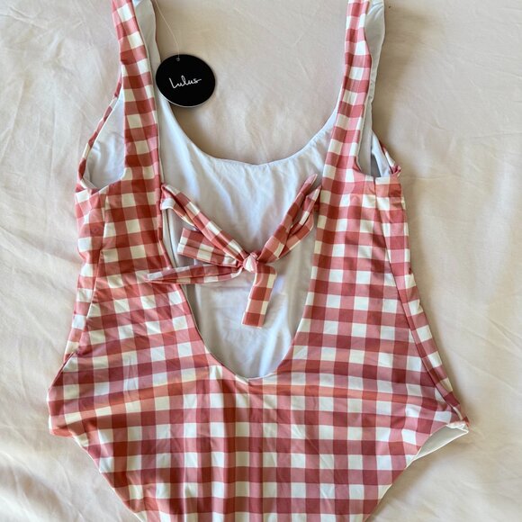 Lulus Check Yourself Pink And White Gingham One-piece Swimsuit - Size Medium - Picture 5 of 5